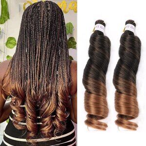 MODERN QUEEN 24 Inch French Curls Ombre #T1B/30 Braiding Hair (5 Pack)